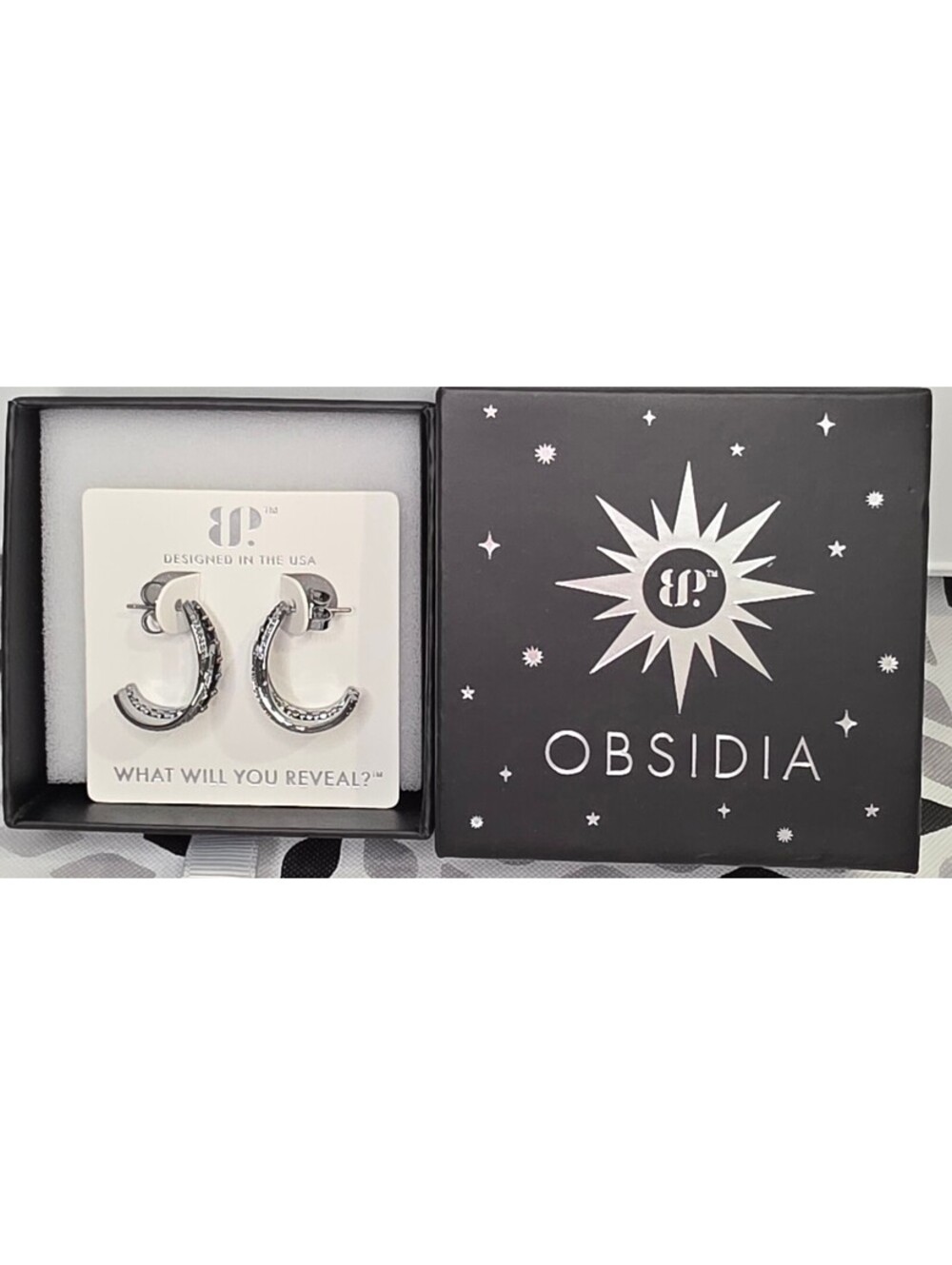 Obsidia The Sparkling Night Sky Genuine Black Obsidian Hematite Plating Earrings